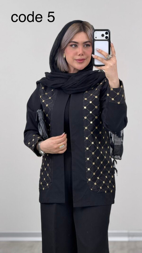 کت کتان کجراه پولک دوزی مدل ترلان علیدسا