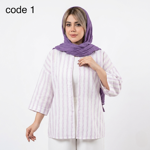 خرید شومیز راه راه لینن مدل آلما علیدسا
