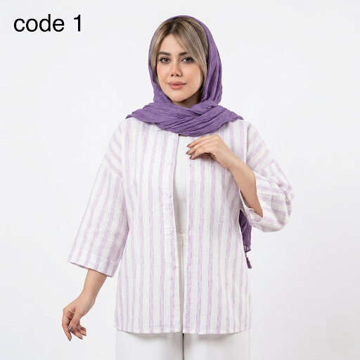 خرید شومیز راه راه لینن مدل آلما علیدسا