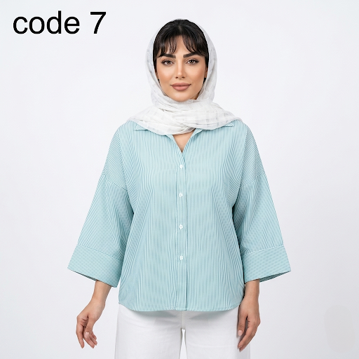 خرید شومیز لینن نخ راه راه مدل آفتاب علیدسا