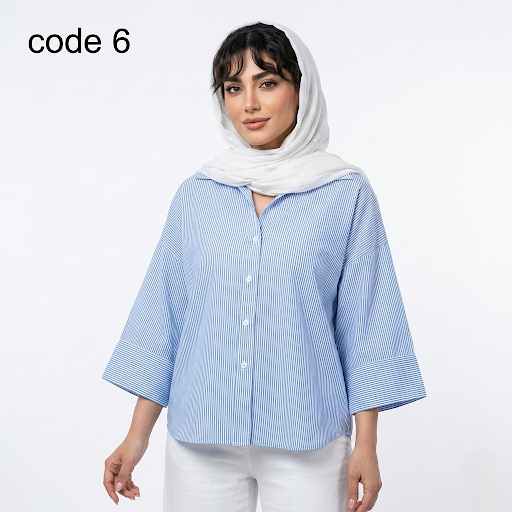 خرید شومیز لینن نخ راه راه مدل آفتاب علیدسا