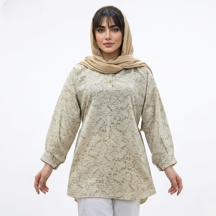 خرید شومیز دو دکمه آبرنگی مدل آدل علیدسا