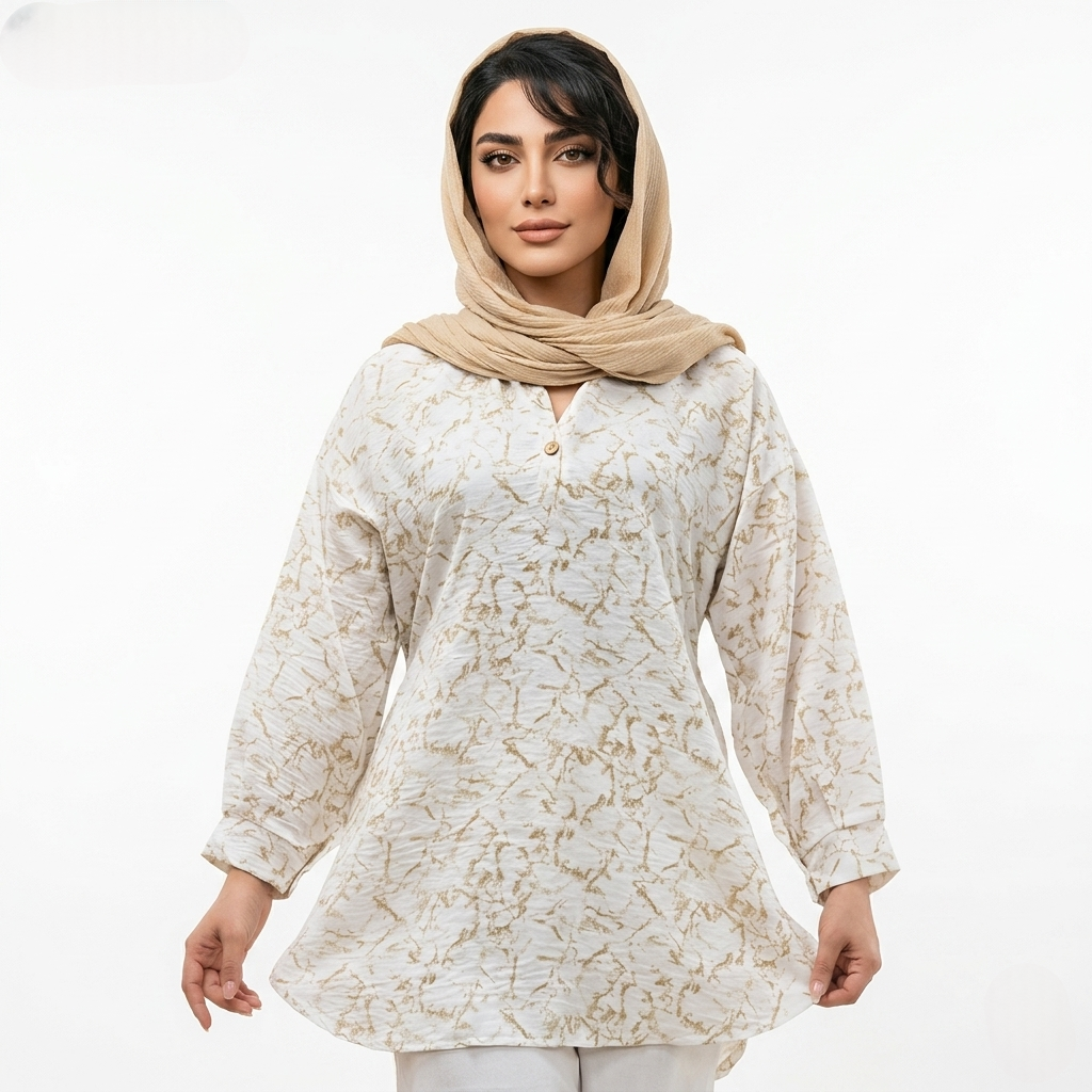 خرید شومیز دو دکمه آبرنگی مدل آدل علیدسا