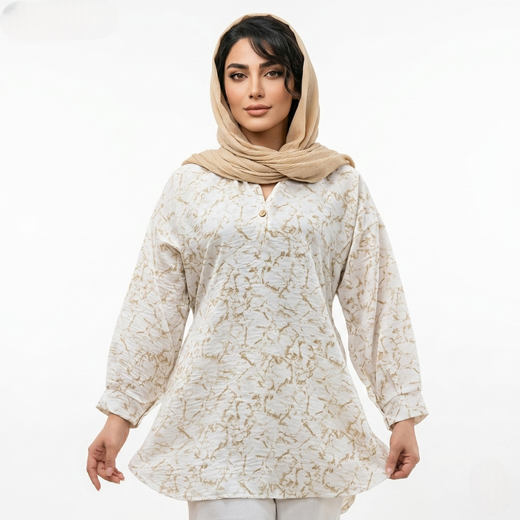 خرید شومیز دو دکمه آبرنگی مدل آدل علیدسا