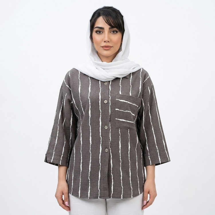 خرید شومیز پری آستین دکمه مدل پولاریس علیدسا