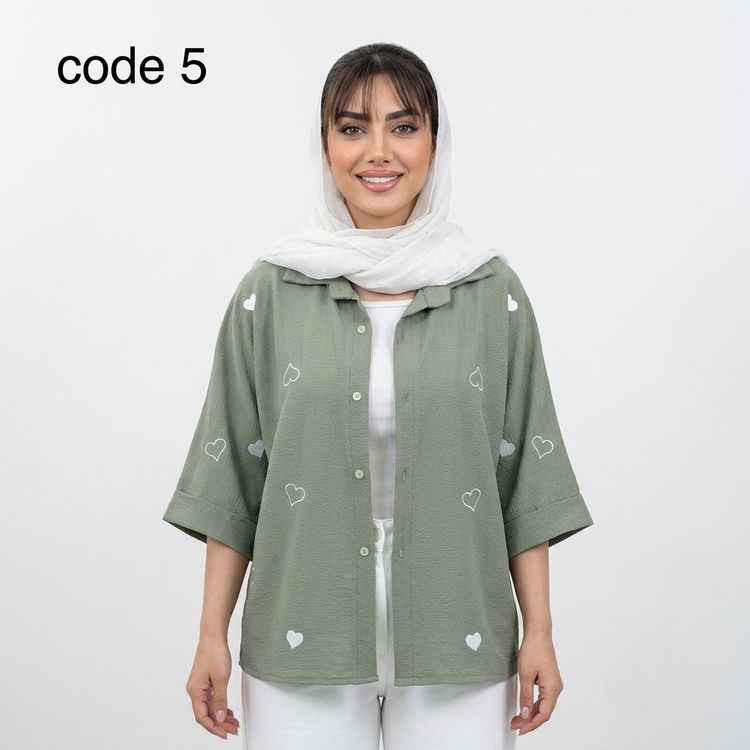 خرید شومیز قلبی ینزی مدل پتال علیدسا