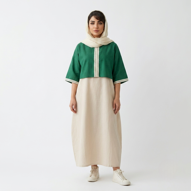 خرید کت سارافون نخی گیپوردار مدل گلدای علیدسا