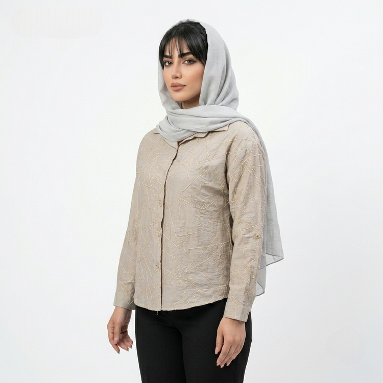 خرید شومیز خامه دوزی لمه دار مدل زست علیدسا