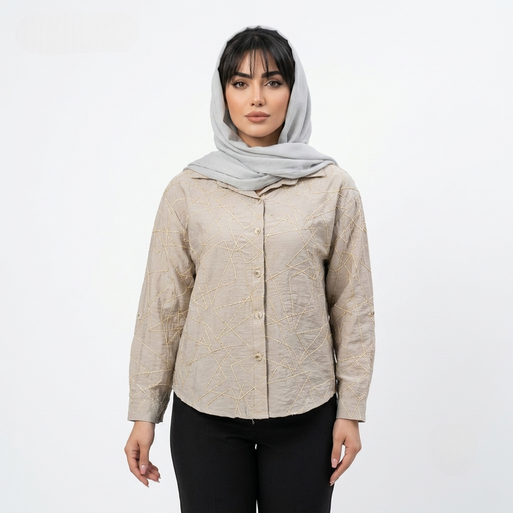 خرید شومیز خامه دوزی لمه دار مدل زست علیدسا