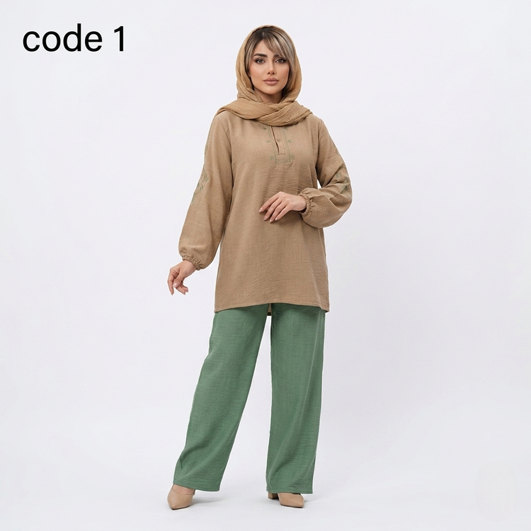 خرید شومیز و شلوار صوفیا گلدوزی مدل آرالیا علیدسا