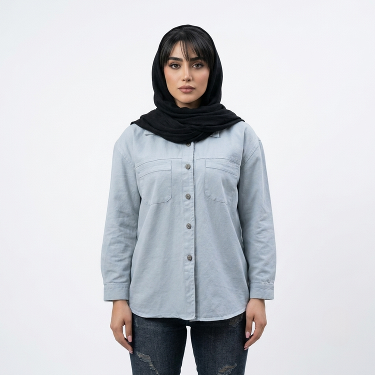 خرید مانتو کتان دوجیب مدل زارا علیدسا