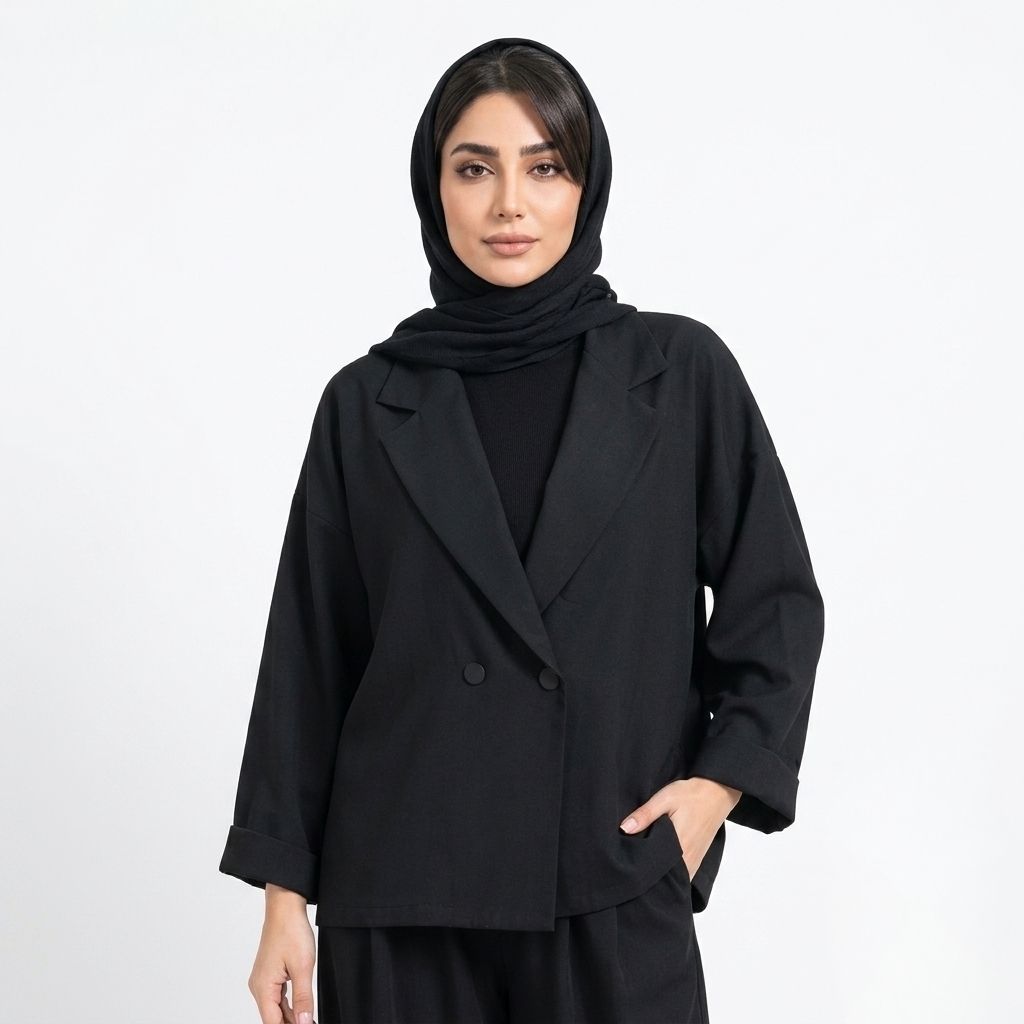 خرید کت آستین پاکتی نخی مشکی مدل آلفا علیدسا