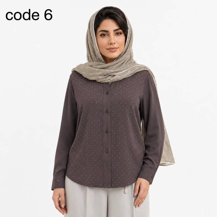 شومیز سیلک نگیندار مدل گوهردخت علیدسا با طراحی شیک و جنس پری سیلک